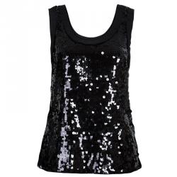 D&G Black Sequin Top L