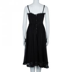 Pre Owned D&G Black Tulle Gathered Dress L