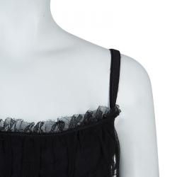 Pre Owned D&G Black Tulle Gathered Dress L