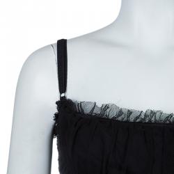 Pre Owned D&G Black Tulle Gathered Dress L