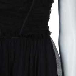 Pre Owned D&G Black Tulle Gathered Dress L