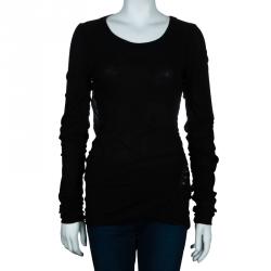 Pre Owned D&G Black Side Hook Detail Long Sleeve Top M