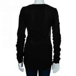 Pre Owned D&G Black Side Hook Detail Long Sleeve Top M