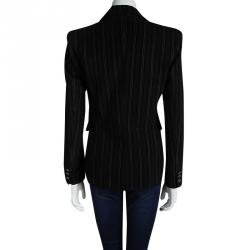 D&G Black Striped Notched Collar Floral Lining Blazer M