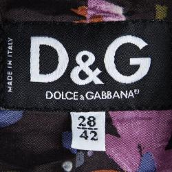 D&G Black Striped Notched Collar Floral Lining Blazer M