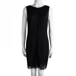 Pre Owned D&G Black Lace Scoop Back Detail Sleeveless  Dress L
