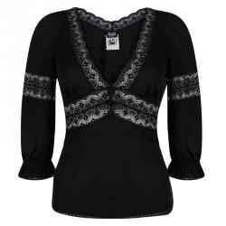 D&G Black Lace Detail Long Sleeve Top S