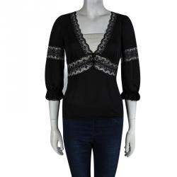 D&G Black Lace Detail Long Sleeve Top S