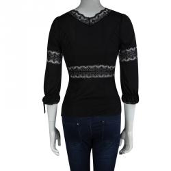 D&G Black Lace Detail Long Sleeve Top S