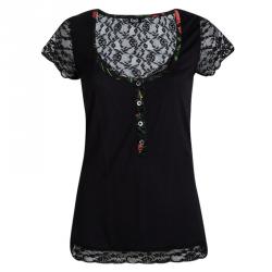 Pre Owned D&G Black Sheer Lace Back Detail Top L