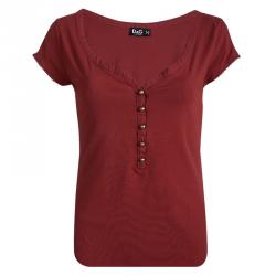 Pre Owned D&G Red V-Neck Short Sleeve Button Detail Top M