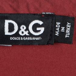 Pre Owned D&G Red V-Neck Short Sleeve Button Detail Top M