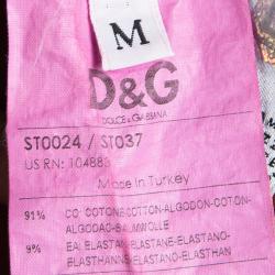 Pre Owned D&G Red V-Neck Short Sleeve Button Detail Top M