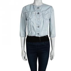 D&G Light Wash Distressed Cropped Denim Jacket S