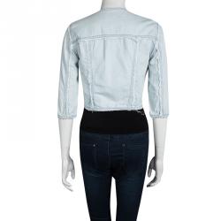 D&G Light Wash Distressed Cropped Denim Jacket S