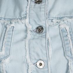 D&G Light Wash Distressed Cropped Denim Jacket S