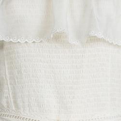 Pre Owned D & G Off White Silk Ruffle Detail Smocked Off Shoulder Maxi Dress M