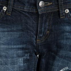 Pre Owned D&G Indigo Dark Wash Faded Effect Distressed Denim Tight Fit Girly Jeans S