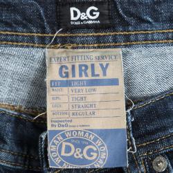 Pre Owned D&G Indigo Dark Wash Faded Effect Distressed Denim Tight Fit Girly Jeans S