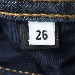 Pre Owned D&G Indigo Dark Wash Faded Effect Distressed Denim Tight Fit Girly Jeans S