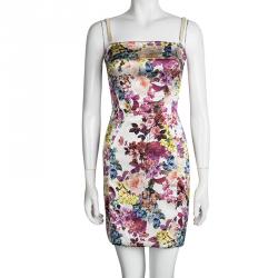 Pre Owned D and G Multicolor Floral Printed Silk Sleeveless Dress S