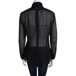 Pre Owned D&G Black Cotton Ruffle and Pintuck Yoke Detail Long Sleeve Shirt S