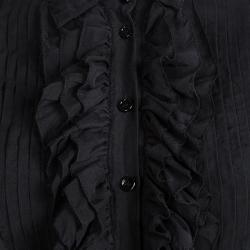 Pre Owned D&G Black Cotton Ruffle and Pintuck Yoke Detail Long Sleeve Shirt S