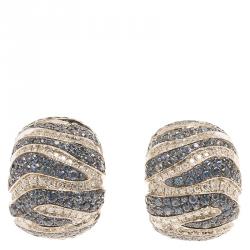 Pre Owned De Grisogono Diamonds and Blue Sapphire White Gold Earrings
