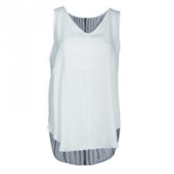 10 Crosby Derek Lam White and Black High-Low Hem Sleeveless Top M