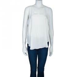 10 Crosby Derek Lam White and Black High-Low Hem Sleeveless Top M