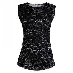 Derek Lam Black Lace Overlay Sleeveless Top L