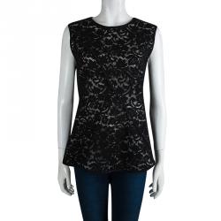 Derek Lam Black Lace Overlay Sleeveless Top L
