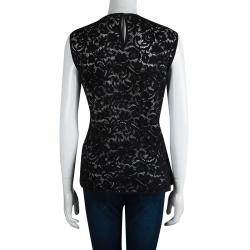 Derek Lam Black Lace Overlay Sleeveless Top L