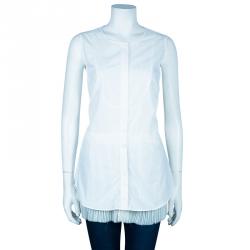 Derek Lam White Sleeveless Cotton Shirt L