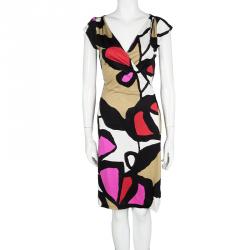 Pre Owned Diane Von Furstenberg Multicolor Printed Silk Abri Wrap Dress M