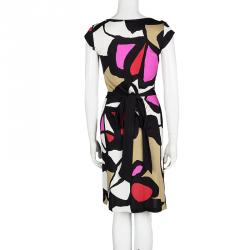 Pre Owned Diane Von Furstenberg Multicolor Printed Silk Abri Wrap Dress M