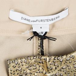 Pre Owned Diane Von Furstenberg Gold Naples Laser Cut Leather Shorts S