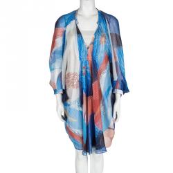Pre Owned Diane Von Furstenberg Batik Land Print Fleurette Kaftan Dress L