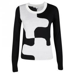 Pre Owned Diane Von Furstenberg Monochrome Wool Daphne Sweater M