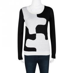Pre Owned Diane Von Furstenberg Monochrome Wool Daphne Sweater M