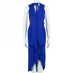 Pre Owned Diane Von Furstenberg Panos Silk Cobalt Dress M