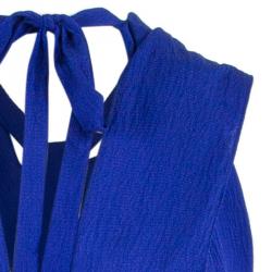 Pre Owned Diane Von Furstenberg Panos Silk Cobalt Dress M