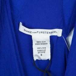 Pre Owned Diane Von Furstenberg Panos Silk Cobalt Dress M