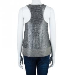 Pre Owned Diane von Furstenberg Lania Machine Bugle Silver Top S