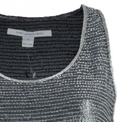 Pre Owned Diane von Furstenberg Lania Machine Bugle Silver Top S