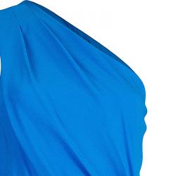 Pre Owned Diane von Furstenberg Blue Agantha One Shoulder Dress L