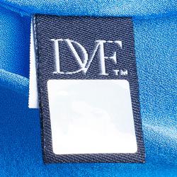 Pre Owned Diane von Furstenberg Blue Agantha One Shoulder Dress L