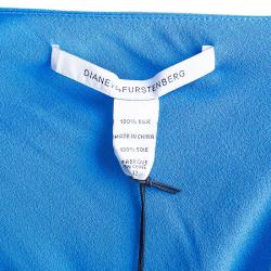 Pre Owned Diane von Furstenberg Blue Agantha One Shoulder Dress L