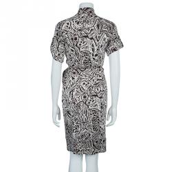 Pre Owned Diane von Furstenberg Anoush Brown Printed Wrap Dress M