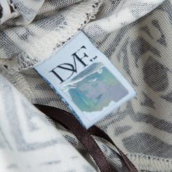 Pre Owned Diane von Furstenberg Anoush Brown Printed Wrap Dress M